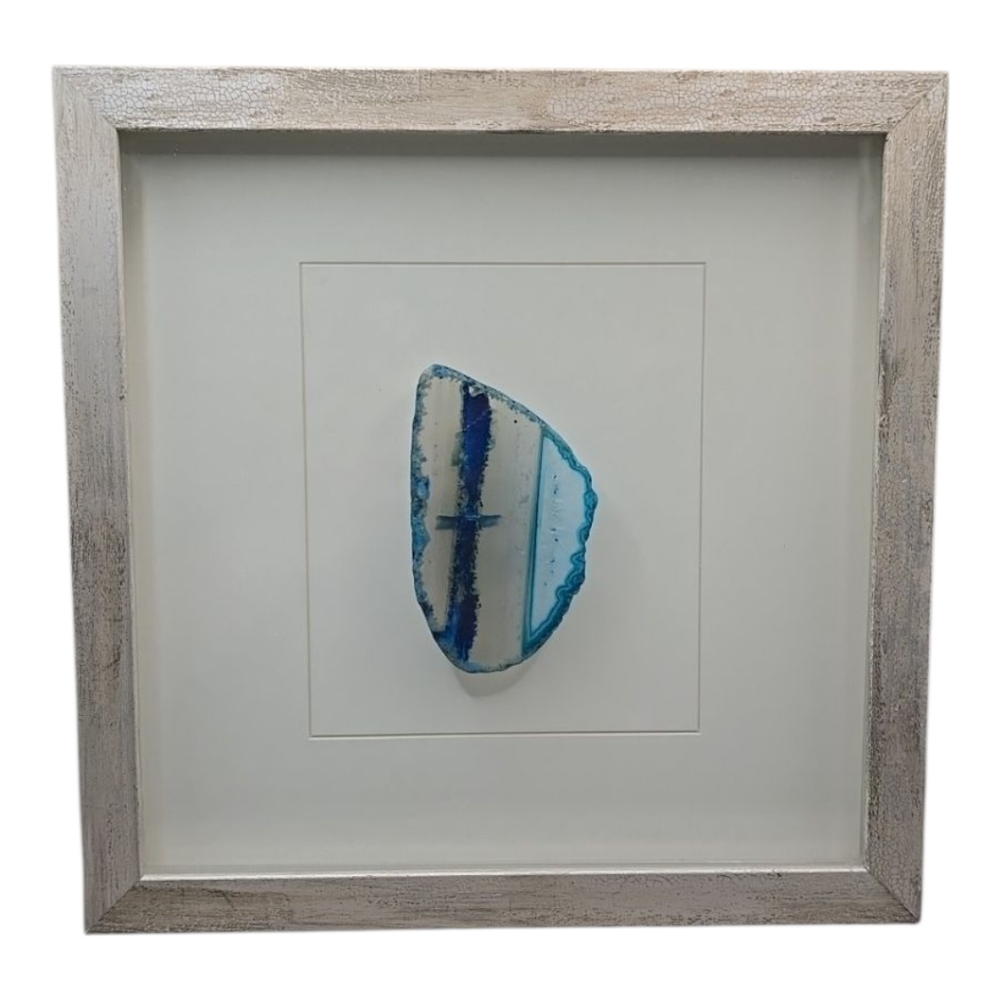 -Set- Natural Geode Agate Art Modern Decor Shadow Box Frame Glass Inlay Minerals - Picture 5 of 11
